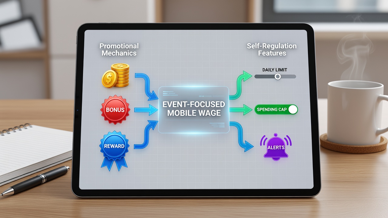 Screenshot of a mobile betting app displaying both active promotions and user-set spending limits side by side